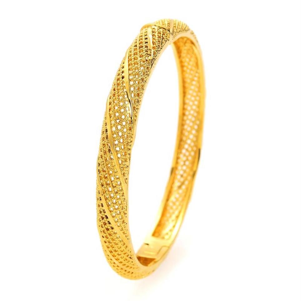 Bracciale 24k Braccialetti 4 pezzi Colore oro Dubai India le donne Bracciali da sposa africani Gioielli da sposa RegaliBangle BangleBangle Inte2250f