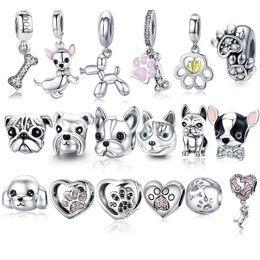 925 Sterling Silver A Dog's Story Poodle Puppy French Bulldog Beads Charm Fit Bisaer Charms Silver 925 Original Armband 2203214