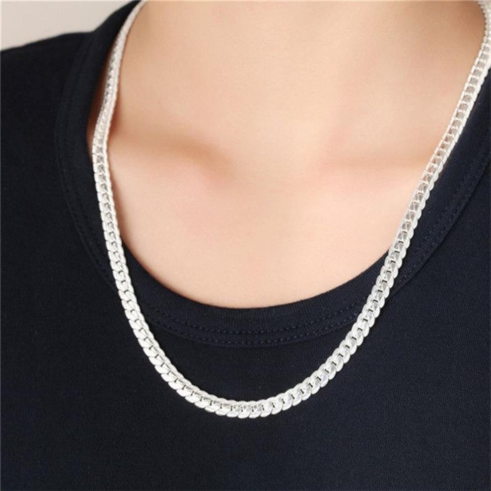 Silverplätering 6mm Snake Chain Men's Necklace Fashion Gold Perfect Men's Jewelry Hip-Hop Accessories223C