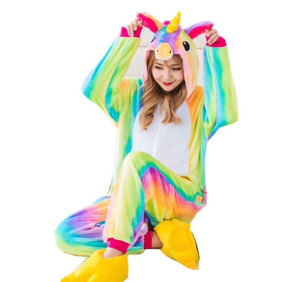 Rainbow Unicorn Costume Onesies Pajamas Kigurumi Jumpsuit Hoodies Adults Halloween Costumes290K