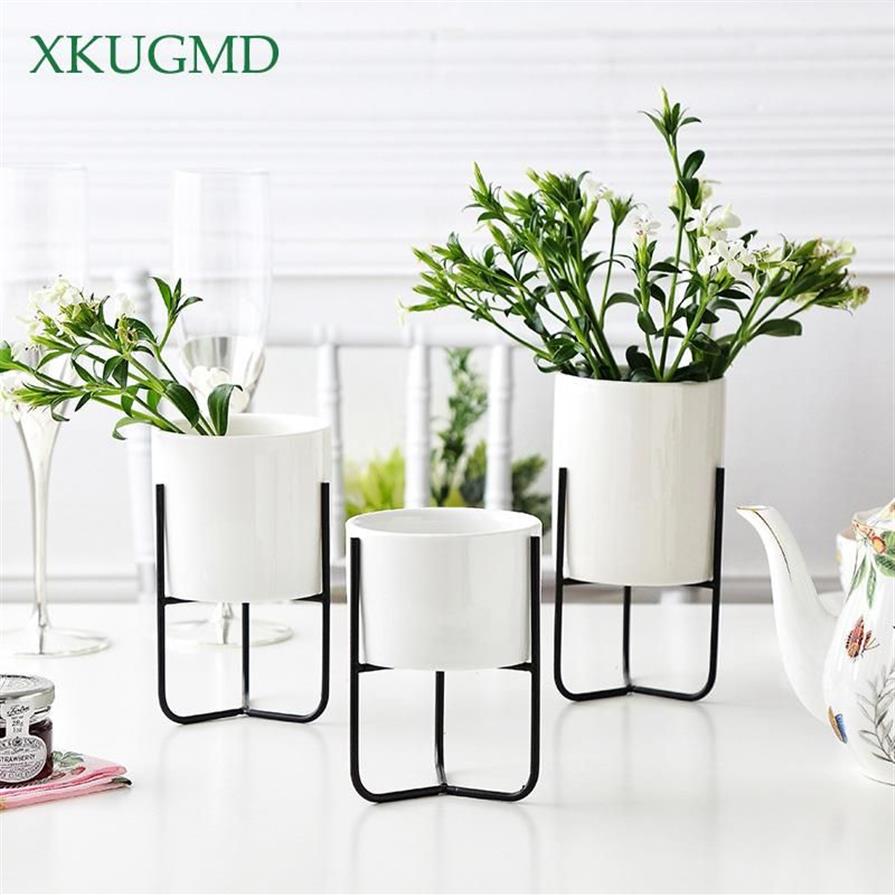 Planters krukor nordisk stil handgjorda keramiska blomma potten stativ stativ hylla för saftiga växter hydroponics vase hem dekorat195c