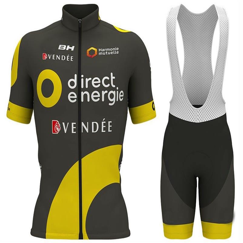 2022 Hommes Summmer Direct Energie Noir-Jaune Maillot de cyclisme Ensemble Triathlon VTT Vêtements Maillot Ciclismo Ropa Taille XXS-6XL210Q