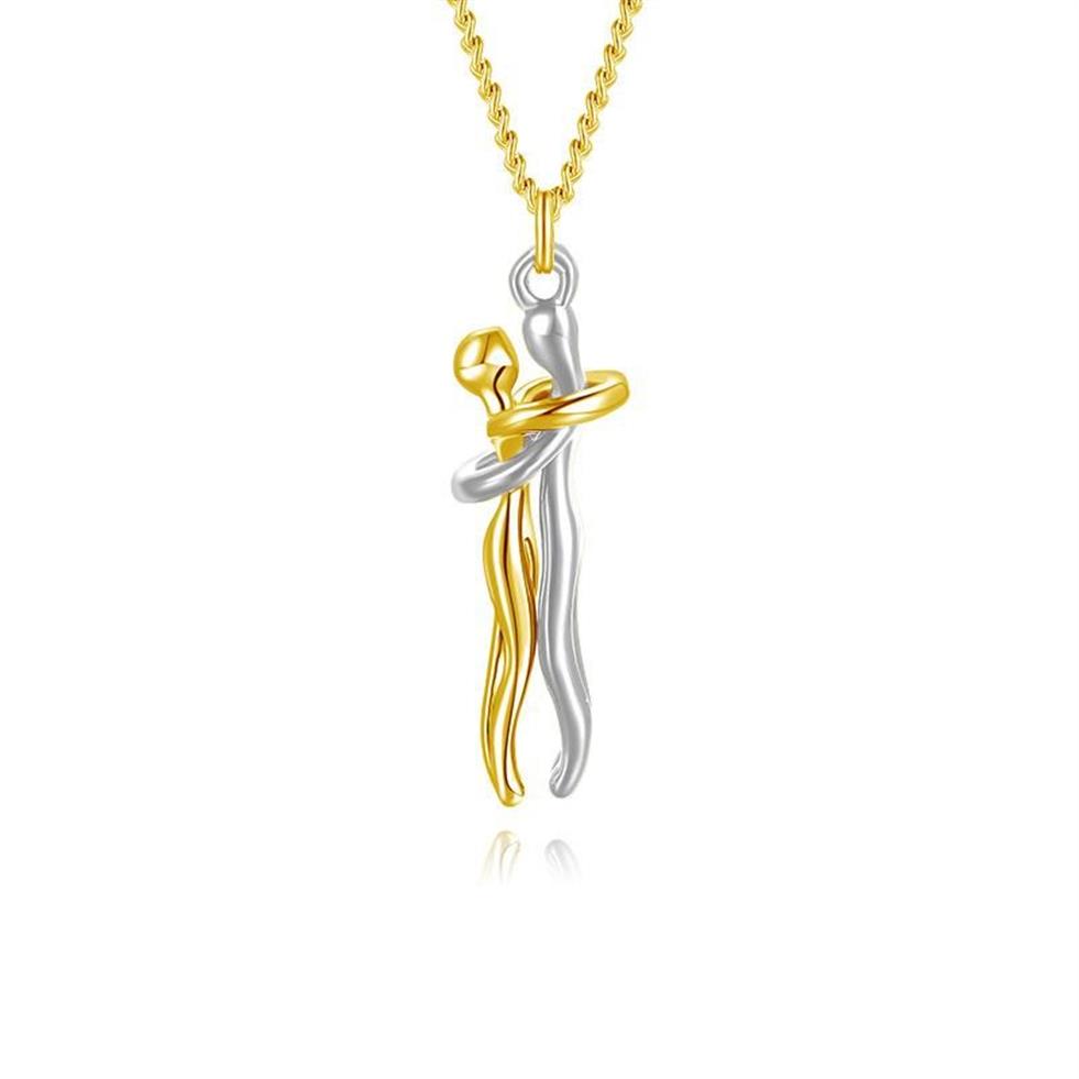 Chaînes Couple affectueux étreignant pendentif collier amoureux de la danse ensemble pour toujours bijoux de charme pour les femmes anniversaire de mariage GIF232G