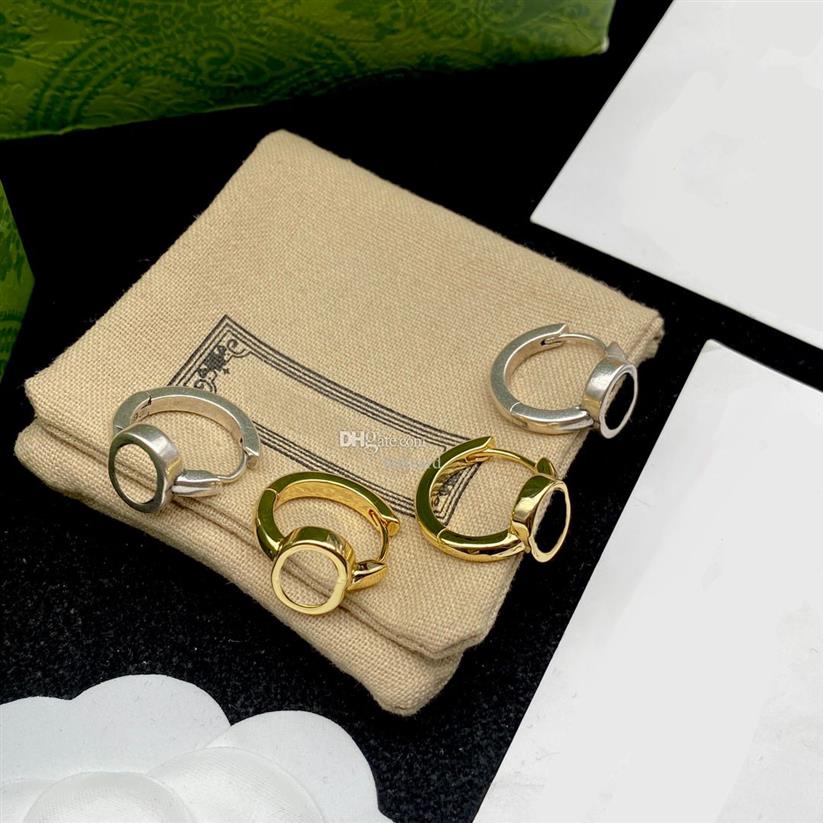 Chic Golden Ear Hoops Charm Silver Designer Studs Letters Kolczyki Kolczyki Wysokiej klasy znaczki Dangler z Box283L