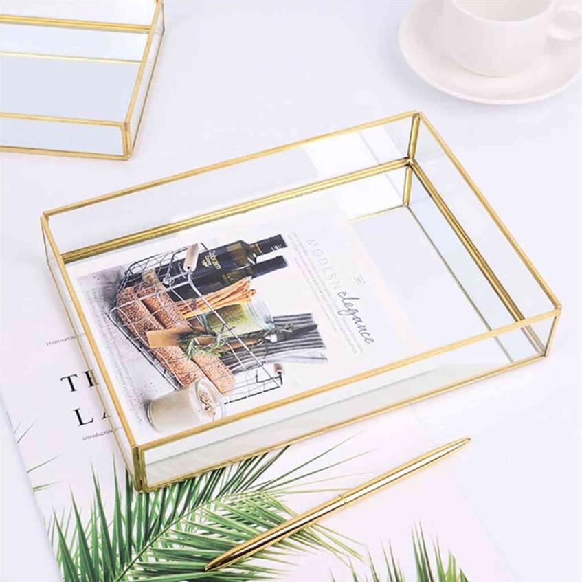 Nordic Retro Jewelry Box Storage Exquisite Glass Tray for Earrings Necklace Ring Pendant Bracelet Makeup Display Stand 211105289Z