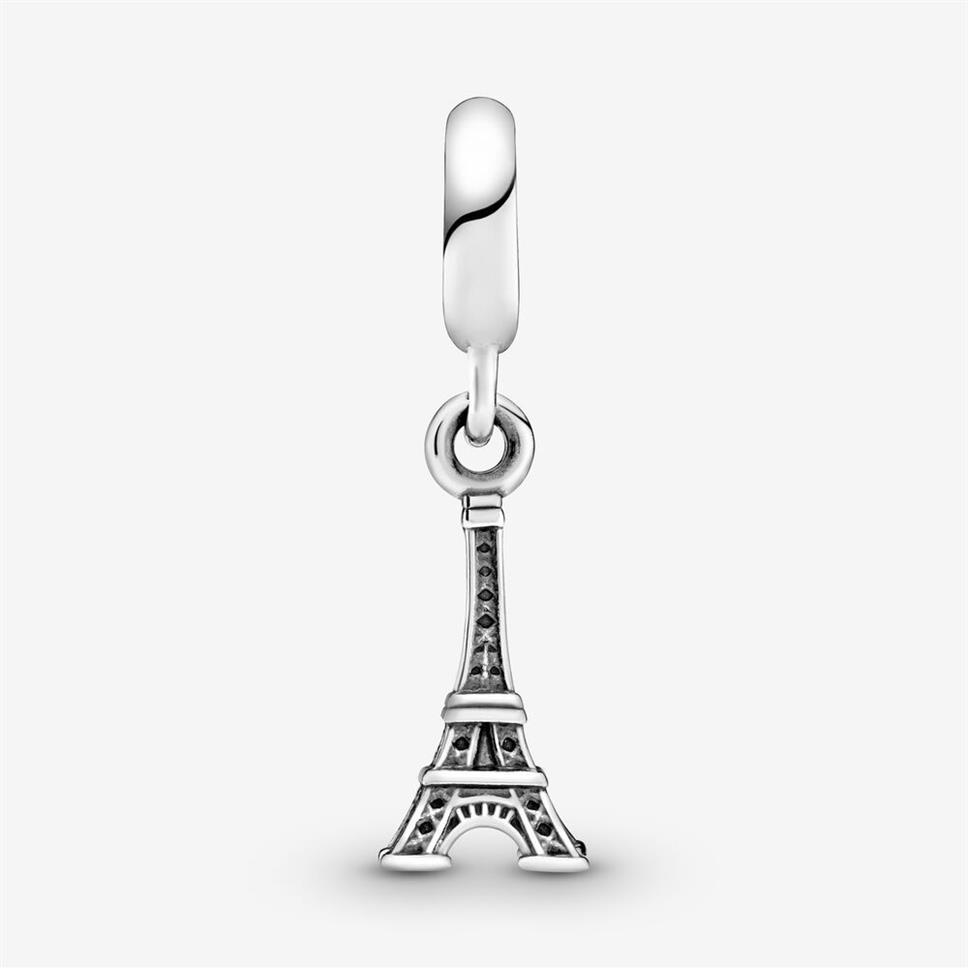 Nouvelle arrivée 100% 925 argent sterling Paris Tour Eiffel Dangle Charm Fit Original Bracelet à breloques européen bijoux de mode Accessor281O