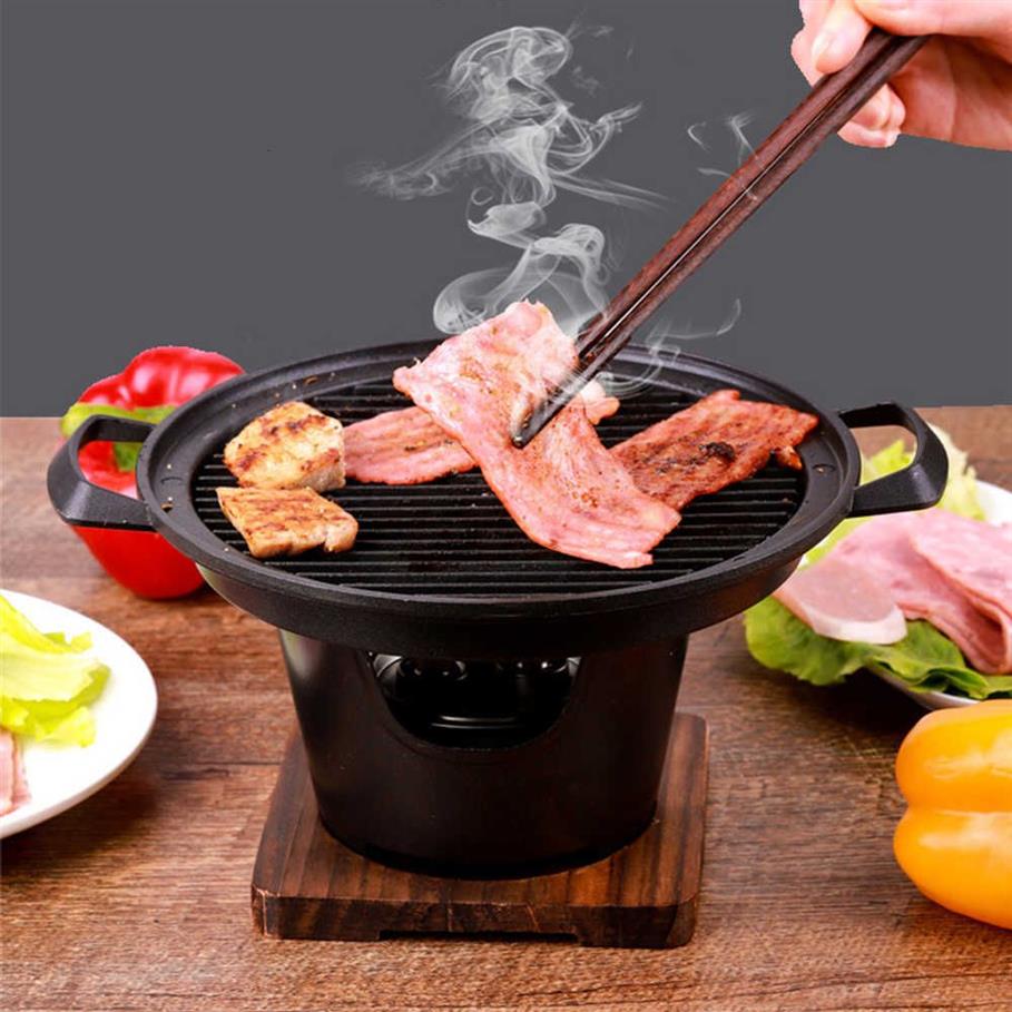 Style japonais créatif une personne four de cuisson maison cadre en bois poêle à alcool cadeau Mini Barbecue four Grill coréen Bbq 210724233l