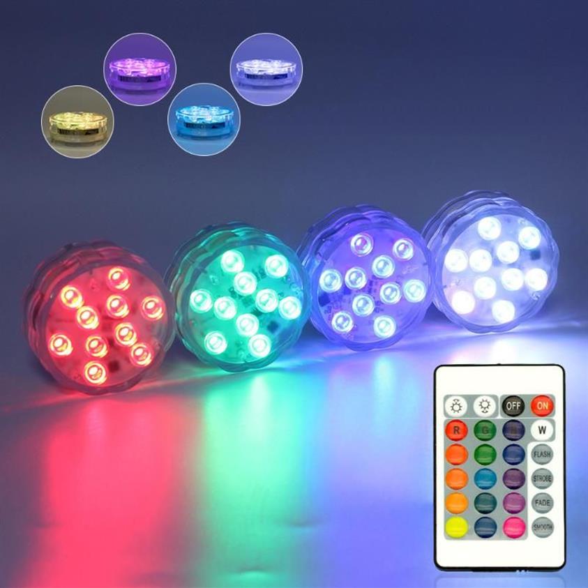 Fjärrkontrollerad RGB LED -lampa Vattentät poolbelysning IP68 Submerible Light Toy Underwater Swim Pool Garden Party Decoration1262a