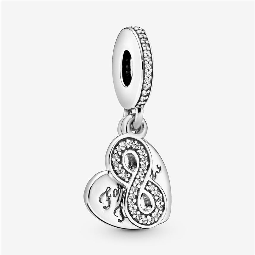 100% 925 Sterling Silver Forever Friends Heart Dangle Charms Fit Original European Charm Armband Smycken Tillbehör267J