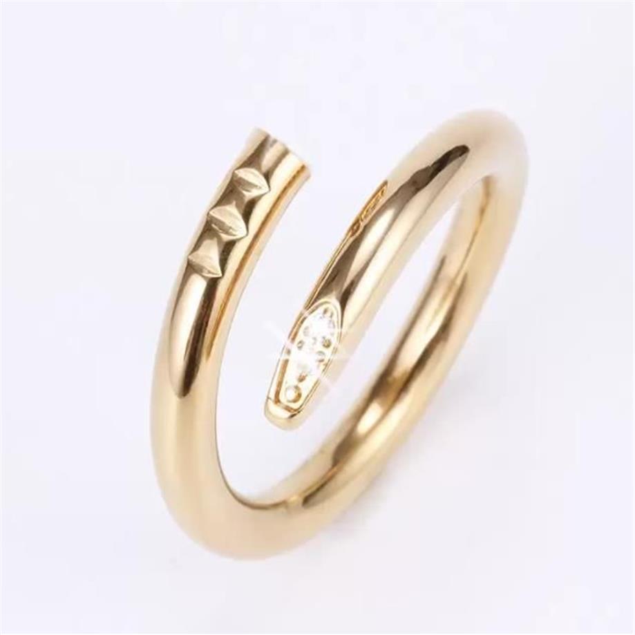 Clous en acier titane Tournevis bague hommes et femmes bijoux de fiançailles en or pour amoureux couple bagues cadeau taille 5-11 avec boîte250r