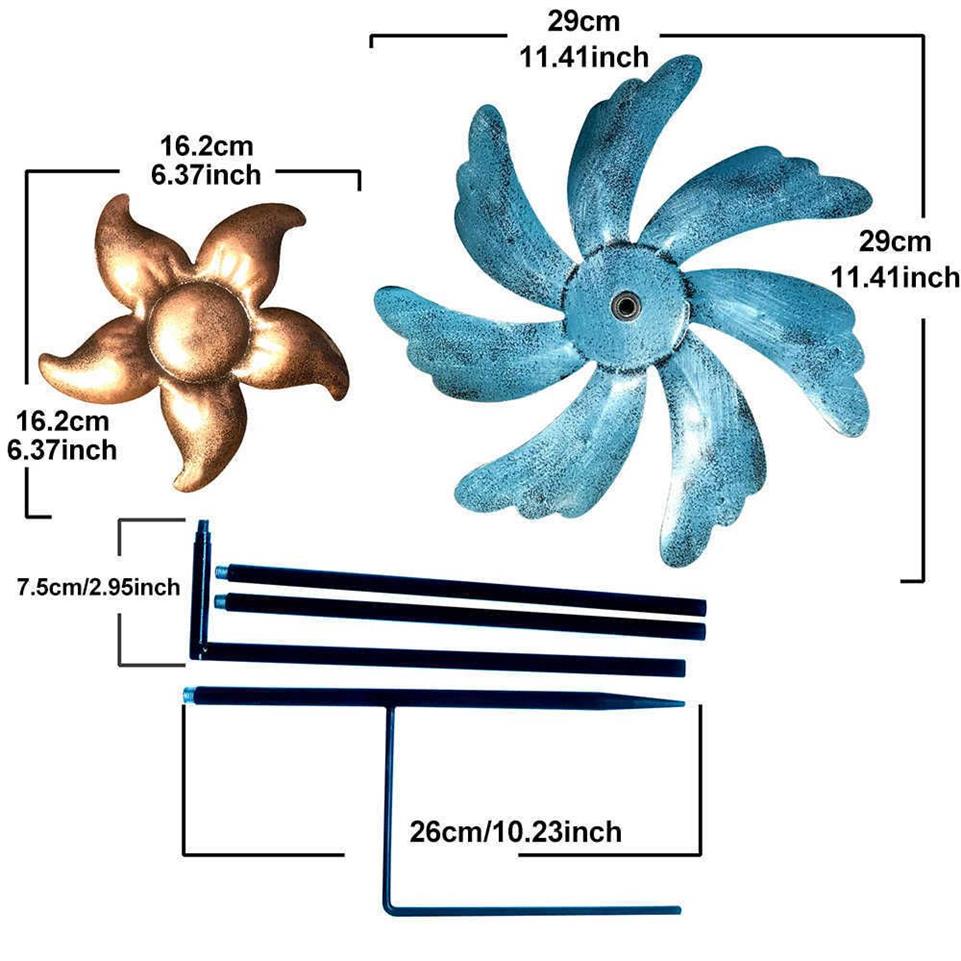 Ferro antiruggine Art Craft Outdoor 3D Wind Spinner Wind Spinner Home Garden Decor Giardino Vento Ornamento Yard Prato Decorazioni da giardino Q224o