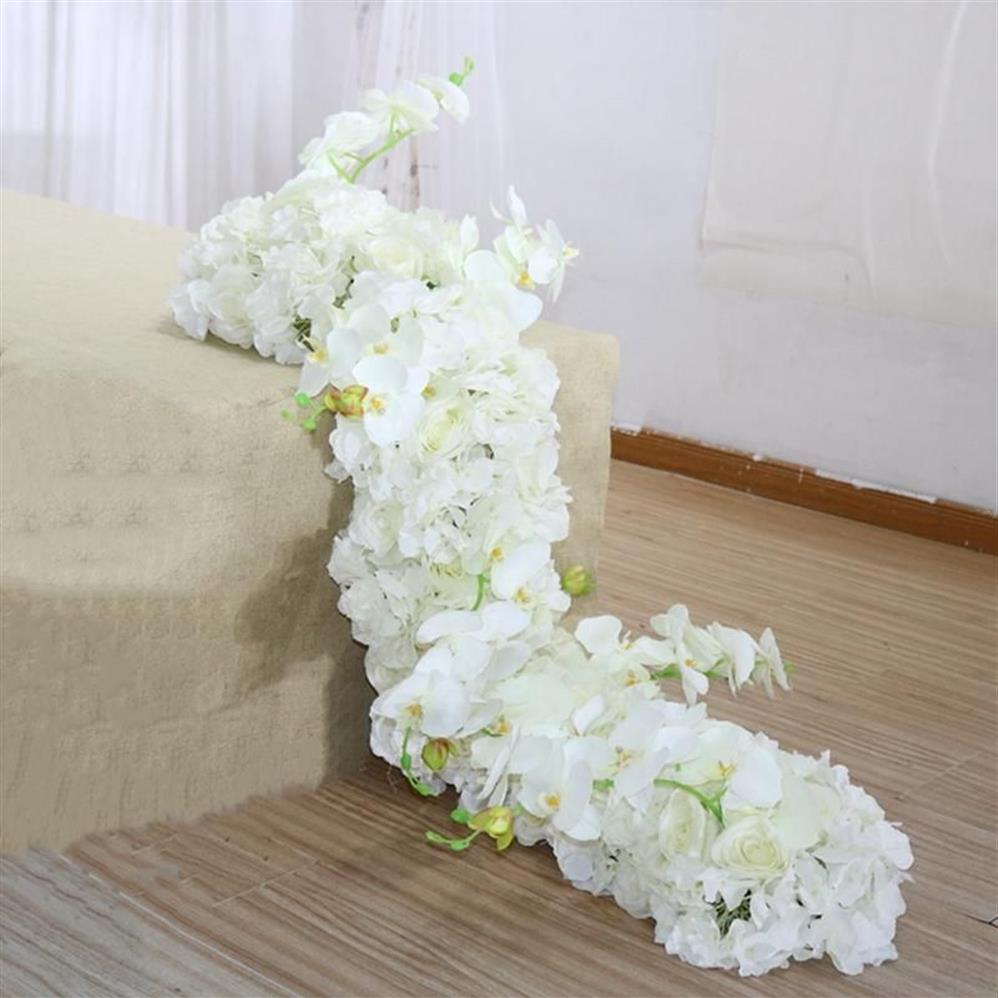 Couronnes de fleurs décoratives 1M Orchidée Hortensia Table Fleur Banquet Artificielle Coureur Événement Maison Décoration De Mariage Rangée Su280k