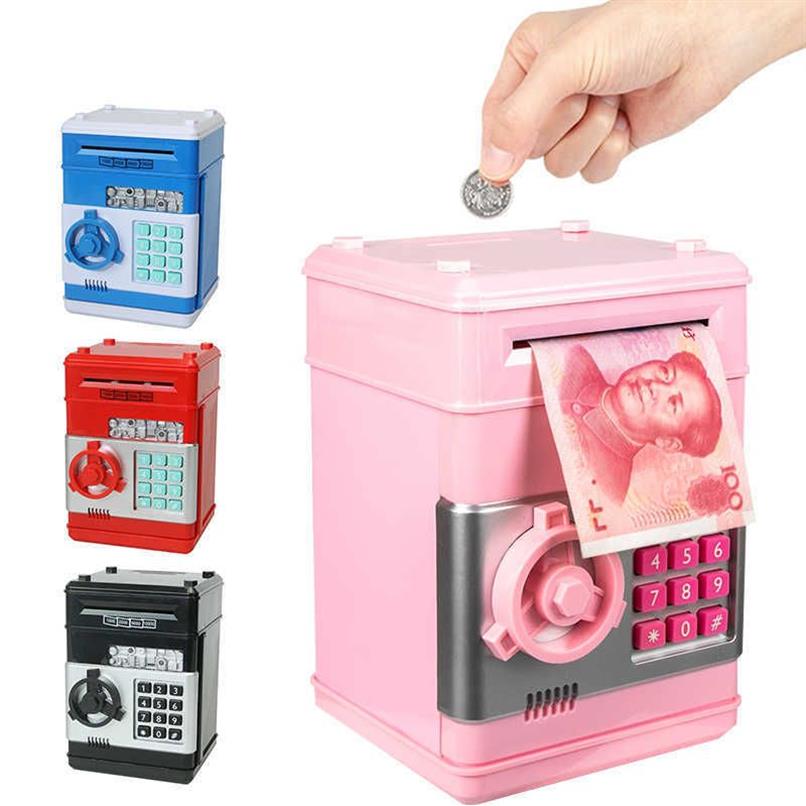 إلكترونية بنك الخنزير الإلكترونية ATM Password Poxter Money Coins Cash Coins Box Box ATM Bank Safe Box الإيداع الأوتوماتيكي Pancnote Gift X07258Y