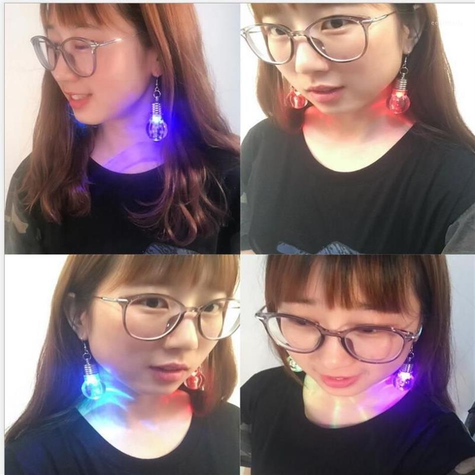 Dangle & Chandelier Korean Harajuku Personality Funny Nightclub Colorful Light Bulb Earrings Female 1277E