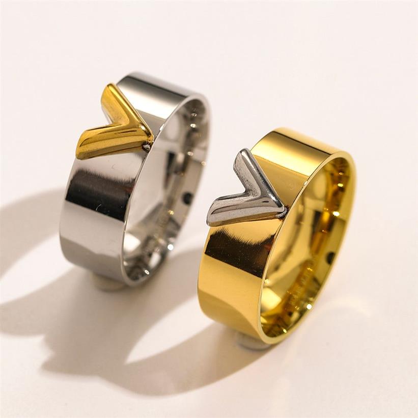 Designer märkesringar kvinnor älskar charms bröllop smycken leveranser 18k guld pläterad 925 silverpläterad rostfritt stål ring fin fing258p