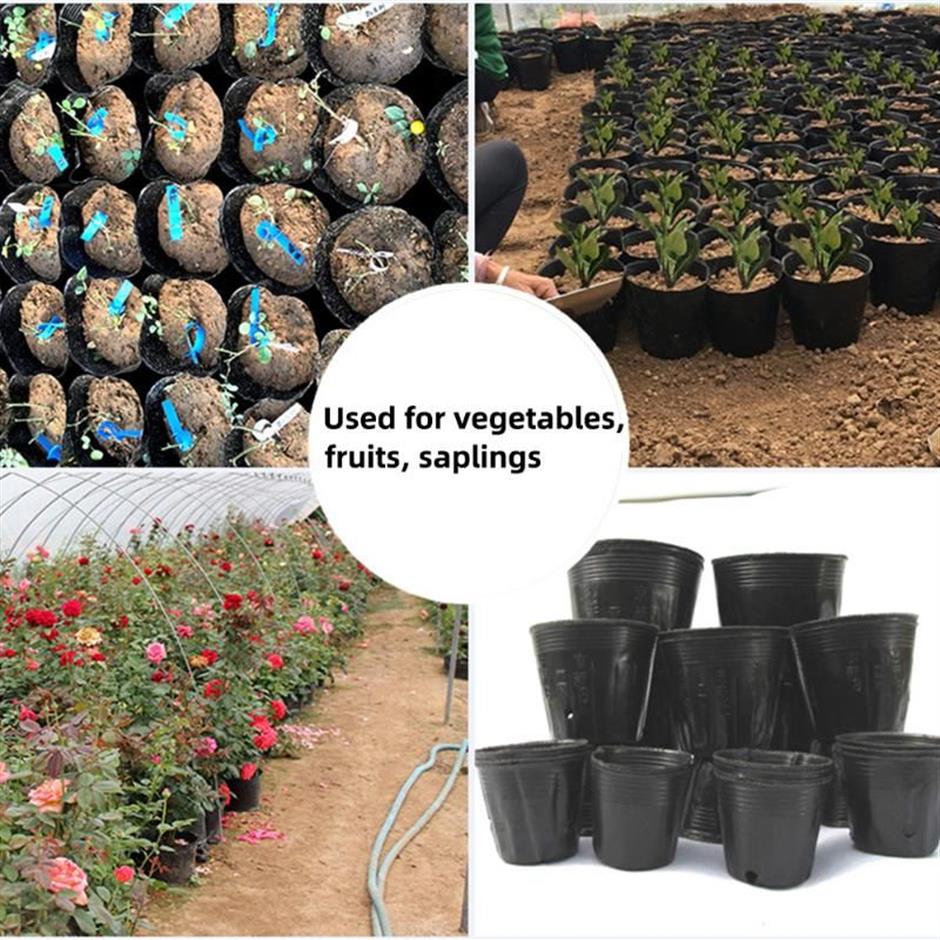 Planters Pots 20-300 pièces 15 tailles de plastique cultiver des pots de pépinière sacs de plantation de jardin à la maison pour les fleurs de légumes conteneur de plantes Sta261r