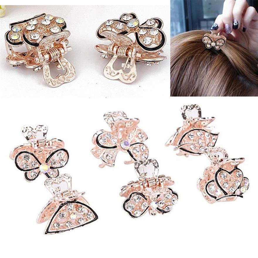 Butterfly Crystal Hair Clips Pins for Women Girls Vintage Headwear Redestone Barrette Jewelry Accessories272l
