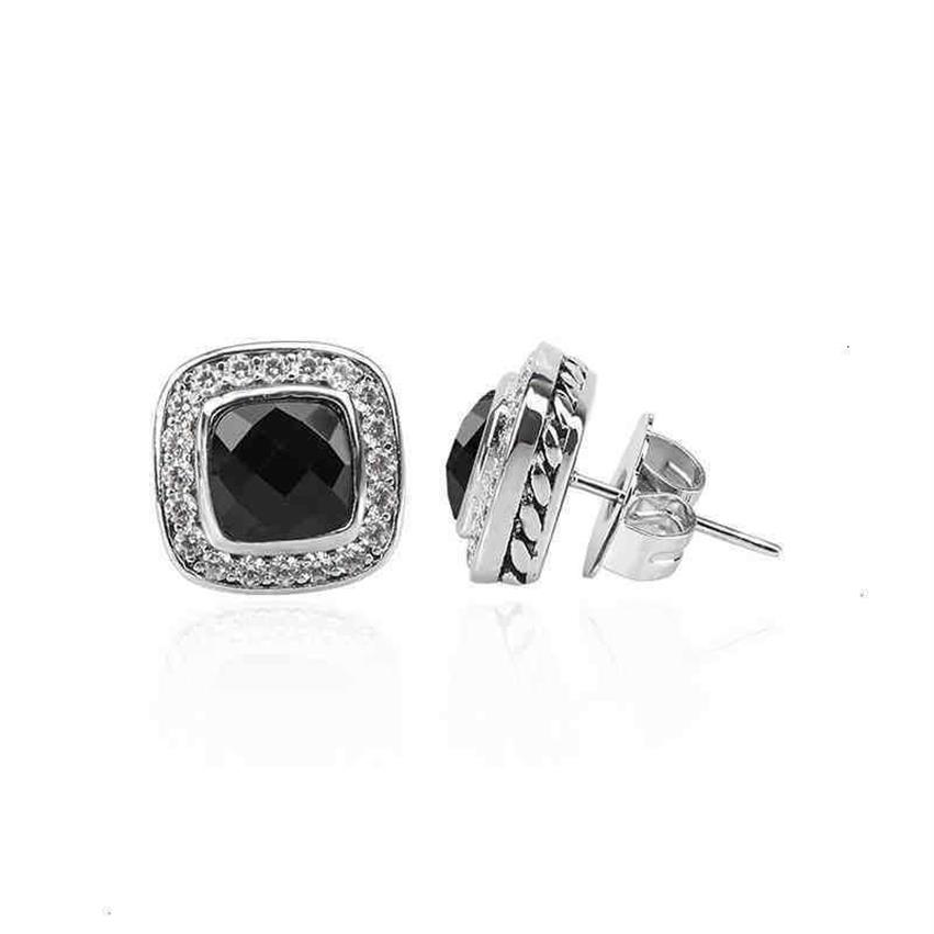 Zircon Bijoux Faux Qualité Boucle D'oreille Mode Diamant Femmes Haute Designer Onyx Noir avec Boucles D'oreilles Stud Design Bijoux De Mariage257Z