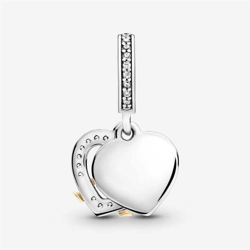 Nowy przyjazd 925 Srebrny dwustronne Happy Anniversary Charm Fit Fit Oryginalny europejski urok bransoletki biżuteria mody ACCES2286