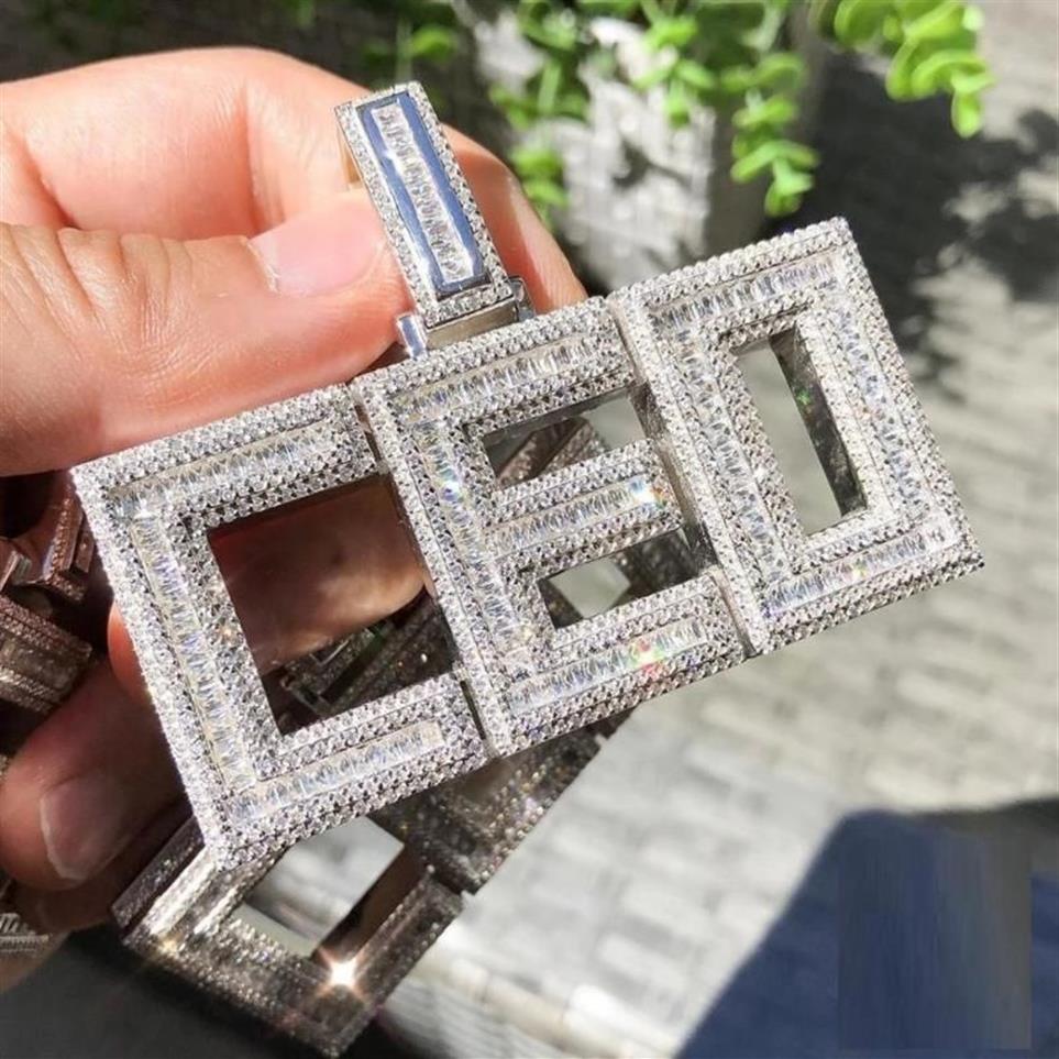 Ketten Iced Out Initial Letter CEO Anhänger Halskette mit 5mm CZ Seil Tennis Kette Choker Halsketten für Männer Junge Hip Hop SchmuckChai278d
