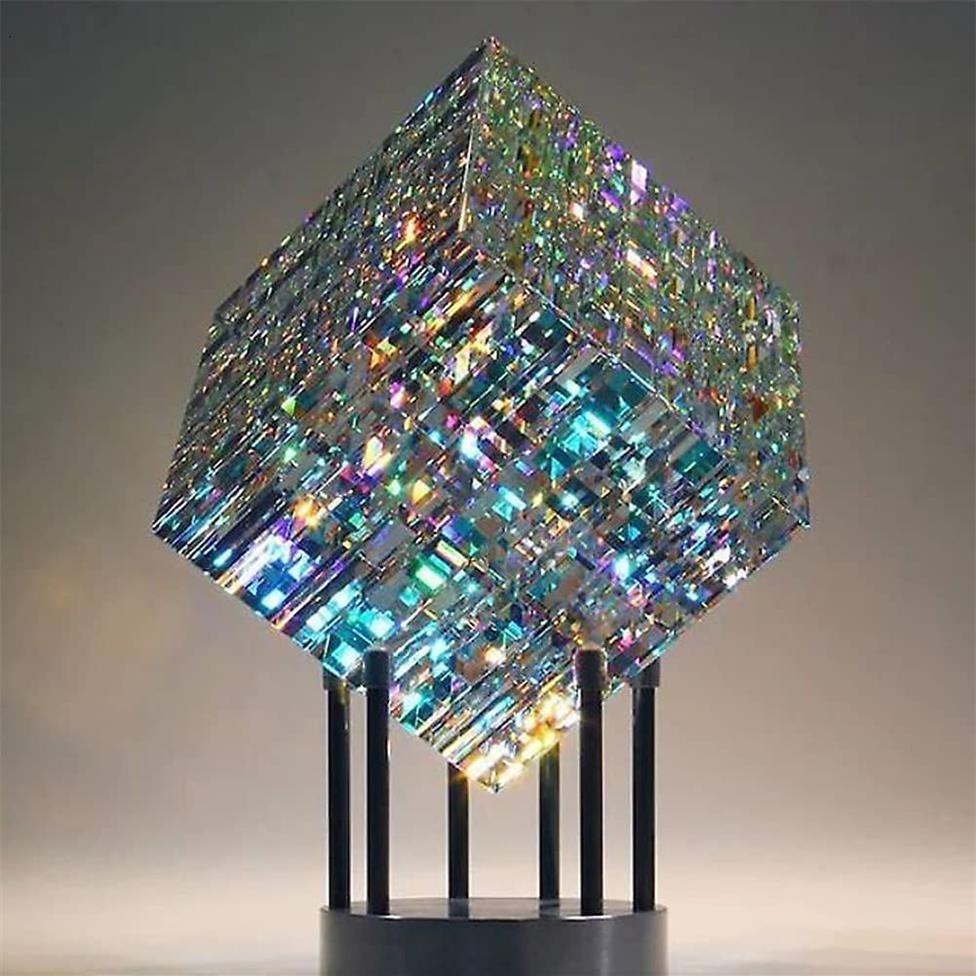 Decorative Objects Figurines Magical Cube Statue Yellow Magik Chroma Cube Sculpture Decoration Resin 230221295V