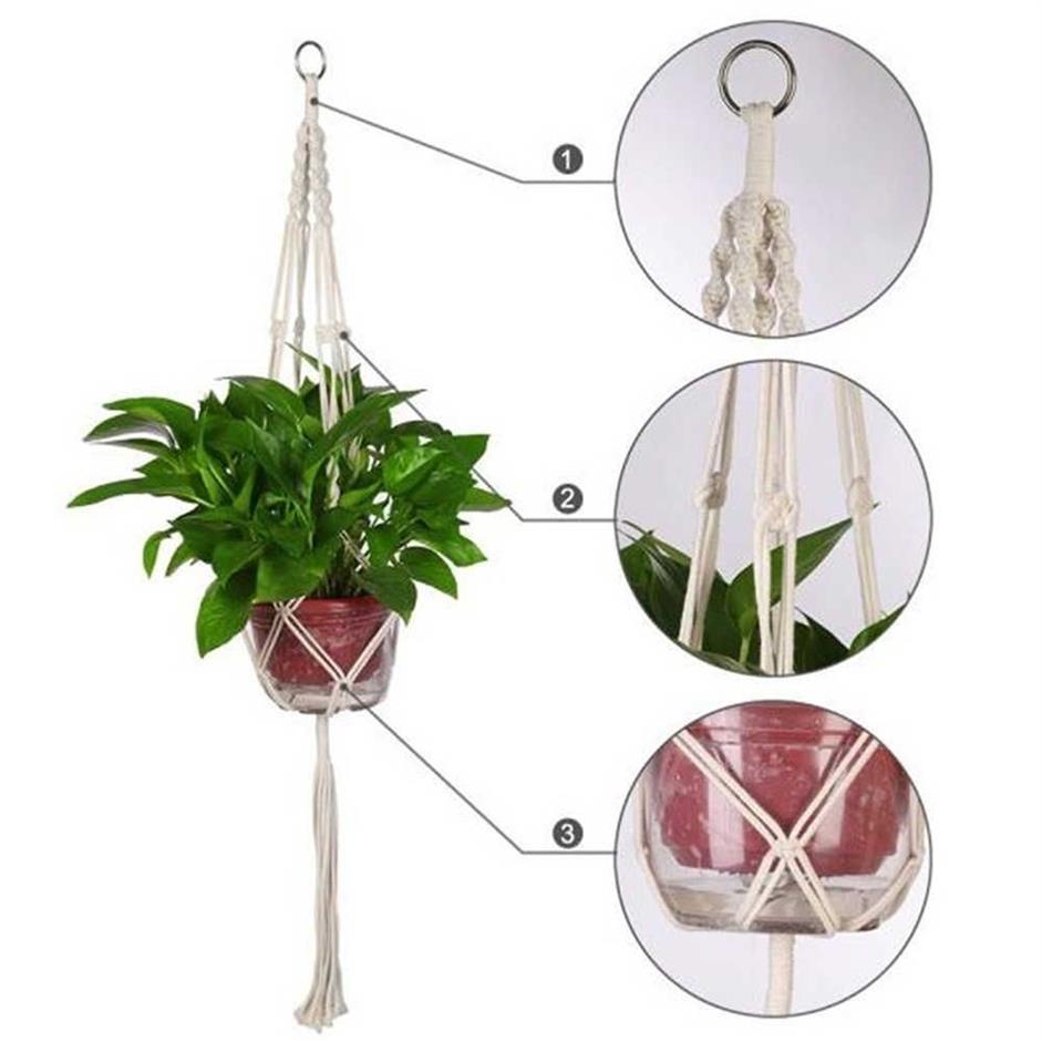 2 Pack 41 inch Handmade Home Garden Plants Hanging String Plant Hanger Macrame Home Decor Pots Basket Hanging Strings 210615268T