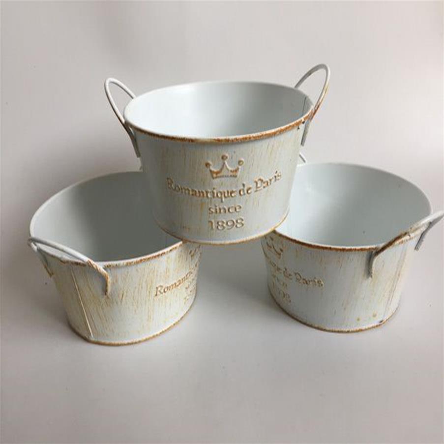 D12XH6 Vintage Nostalgia Tin Planter Galvanized Buckets Wedding Succulents Pot Romancique de Paris Since 1898 T200529337q