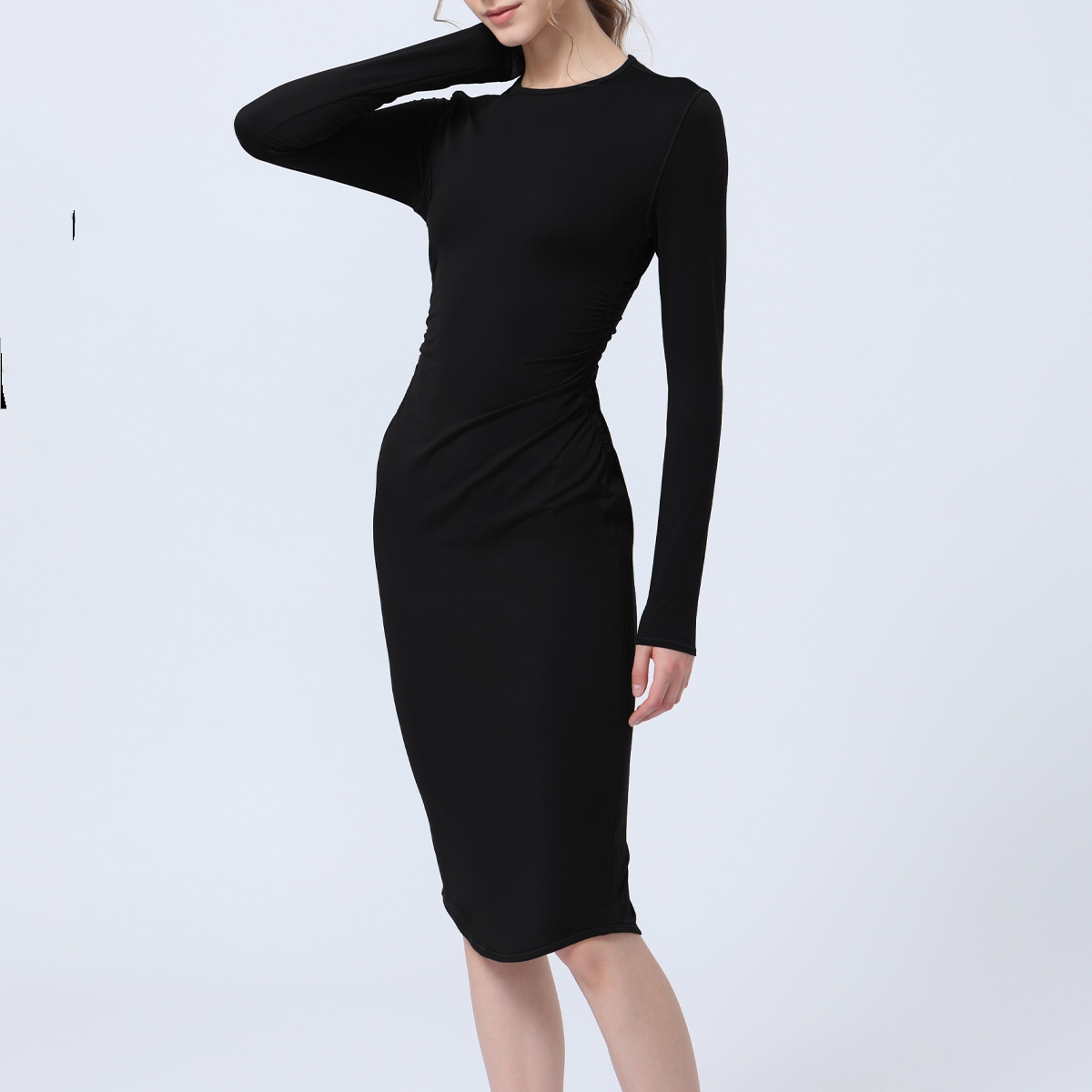 LU-1782 Stylish slim-fit Long dress Trend women's hip skirt slit back