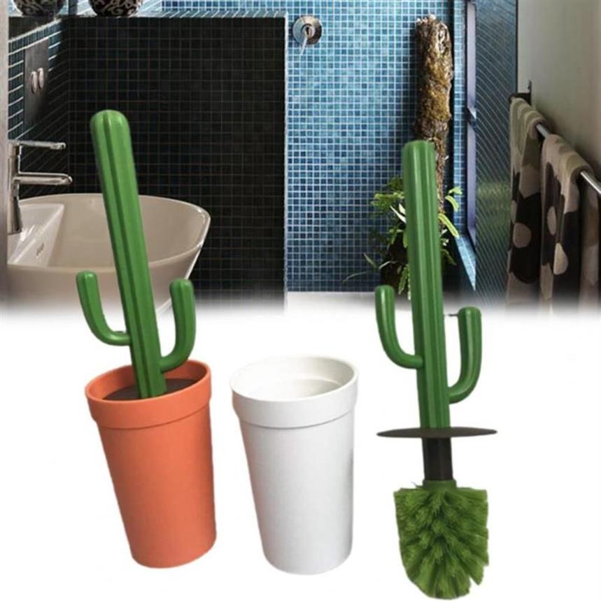 Ensemble d'accessoires de bain, brosse de toilette innovante à tête Dense en plastique, mignon Cactus, nettoyeur de nettoyage à Long manche pour Home269R