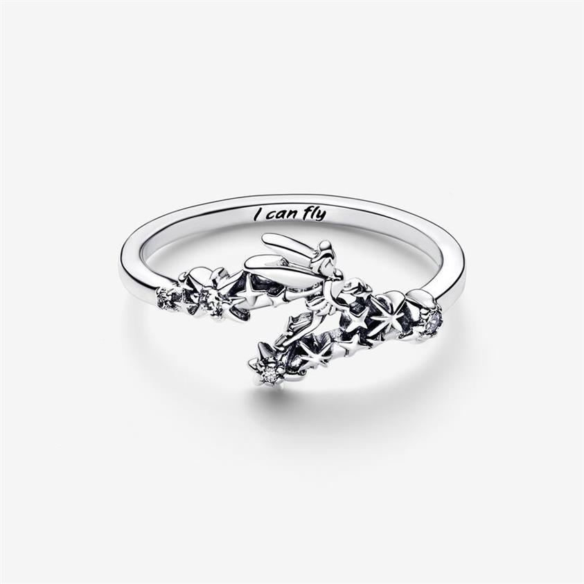 Anillo brillante de Campanilla de Plata de Ley 925 para mujer, anillos de boda, accesorios de joyería de compromiso de moda 244S