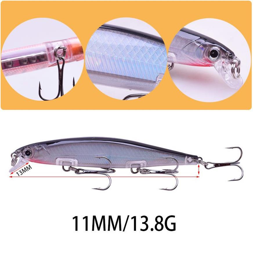 Proleurre 1 pièces Minnow leurre Laser dur appât artificiel 3d yeux 11 cm 14g pêche Wobblers plongée 0 2 m-1 m manivelle ménés C19293p