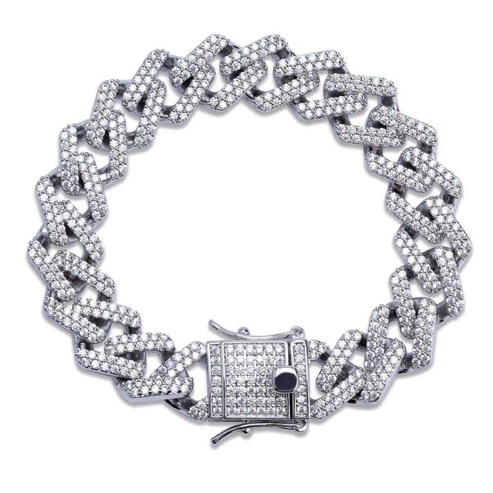 14mm 7 8 9 10 tum kubansk länkkedja armband Micro Pave Cubic Zircon Iced Out Hiphop smycken för Male305H