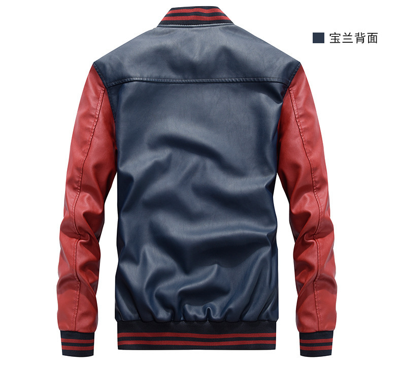 Abrigos para hombre Abrigos Cuero Cuero sintético Abrigo para hombre de otoño e invierno, cuello de béisbol, chaqueta de cuero para motocicleta, estilo europeo y americano, suelto y de felpa