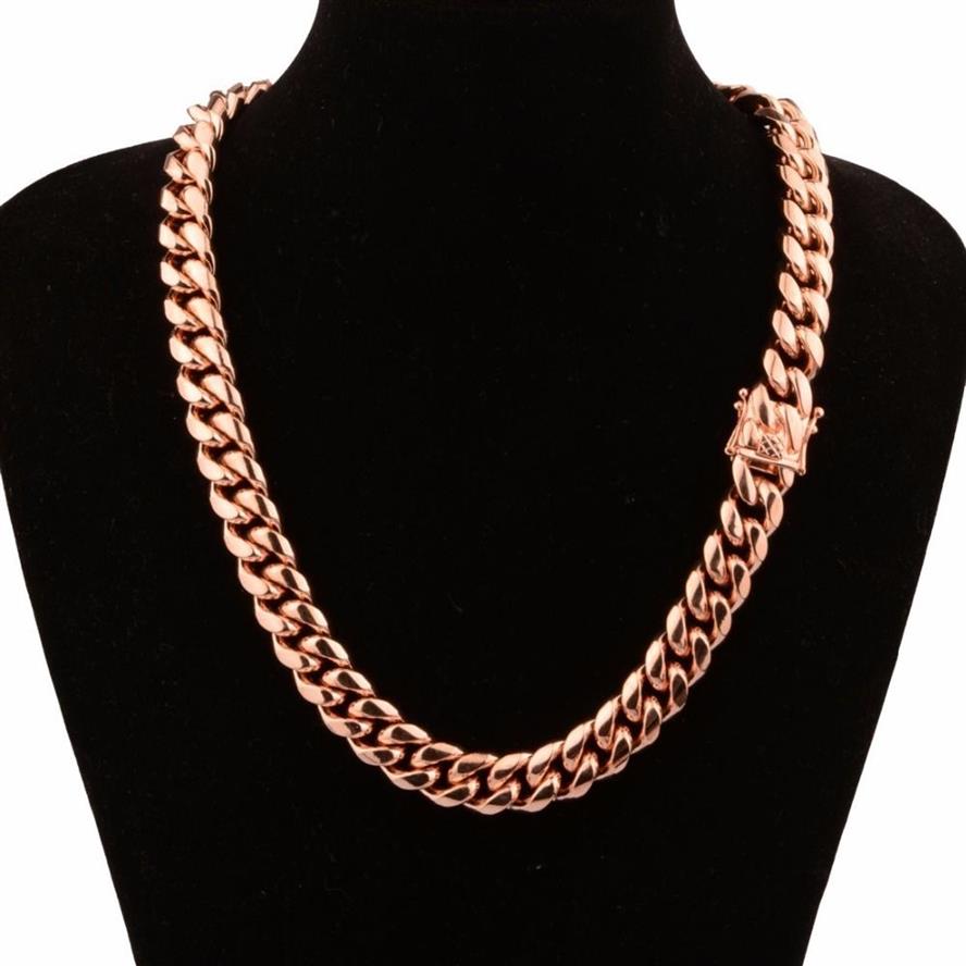 Chic Miami Cuban Chains For Men Hip Hop Jewelry Rose Gold Color Thick Stainless Steel Wide Big Chunky Necklace Gift215z