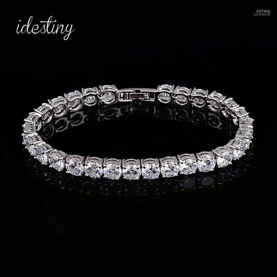 11 11 Bracelet de Tennis pour femme avec breloque 6mm rond zircon cubique Pulseira classique bijoux de mariage dame Bracelet1255R