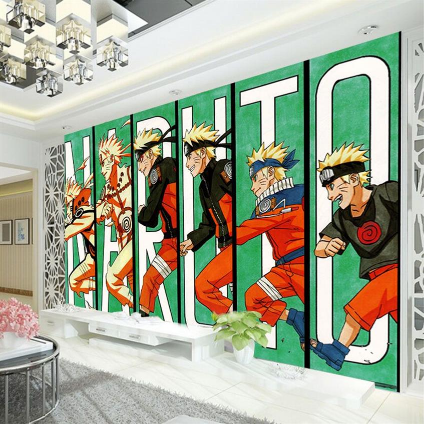 Naruto Carta da parati Anime giapponese 3D murale bambini Ragazzi Camera da letto TV Sfondo Carta da parati personalizzata cartoni animati Soggiorno Grande parete276V