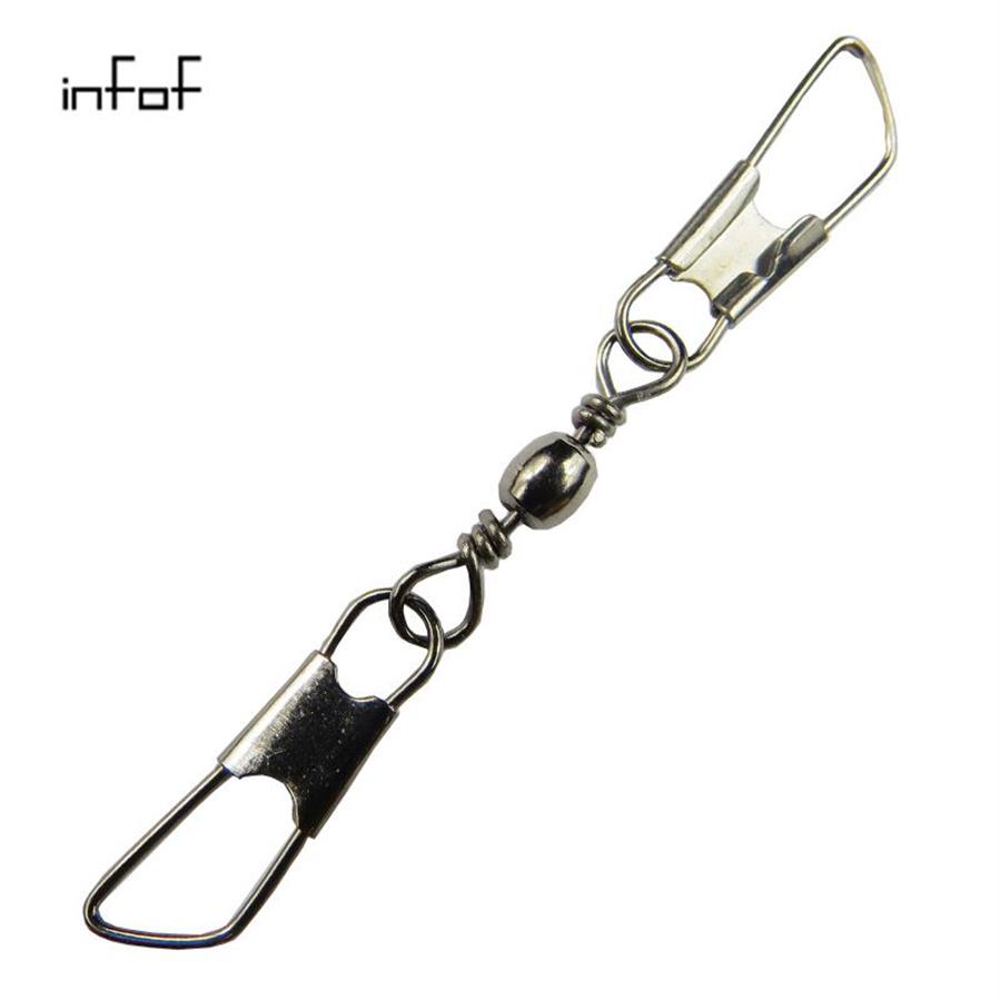 INFOF Whole Fishing Swivels Snap Barrel Swivel With safty Snap bass Fishing Tackle carp fishing equipment265D