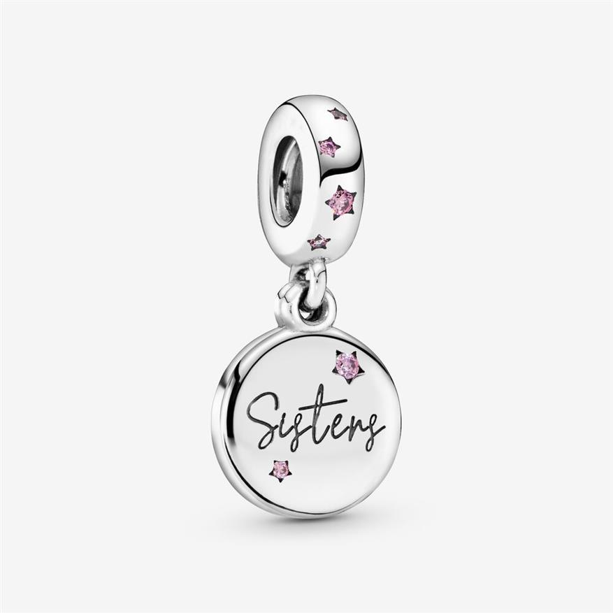 NOWY PRZYJRÓŻNIK 100% 925 STRIBLING SIBRE Forever Sisters Dangle Charm Fit Fit Oryginał Europejska Bransoleta Modna Akcesoria 2223