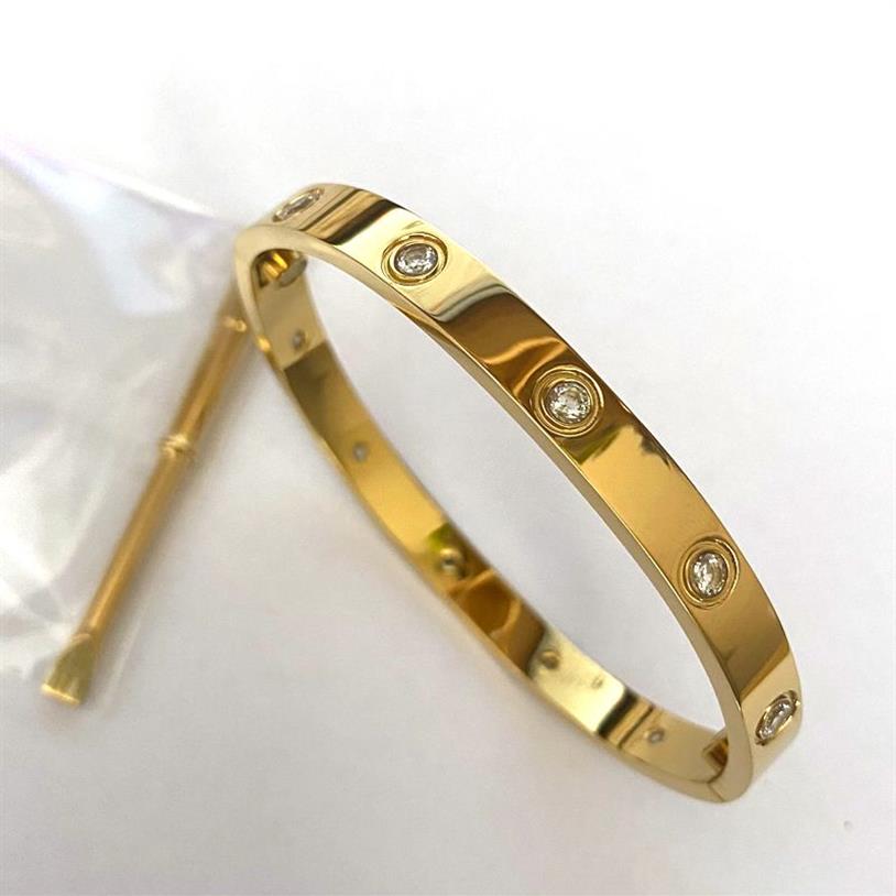 Titanium Steel Move Armband Bangles Women Men 4CZ SCREWRIVER JACHETS GOLD SILVER ROSE JEBLED SMYCKE med Velvet Bag250p