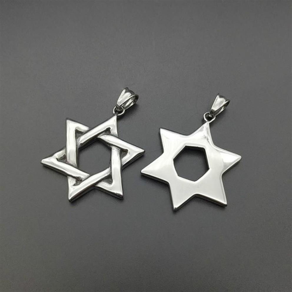 Colares Pingente Estrela de David Israel Cadeia Colar Mulheres Aço Inoxidável Judaica Prata Cor Judaico Homens JóiasPendant286m