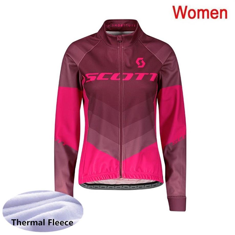 2021 Winter SCOTT Team Damen Radsport-Thermo-Fleece-Trikot MTB-Bike-Shirt Sportuniform Lange Ärmel Rennrad-Oberteile Y21020614330k