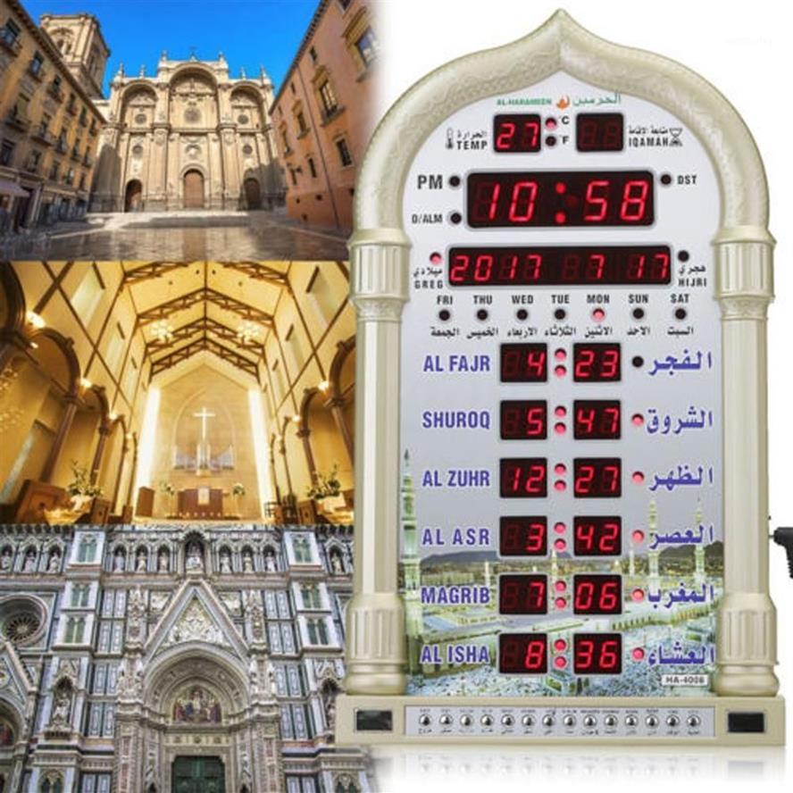 Moschea islamica Calendario Azan Preghiera musulmana Orologio da parete Allarme Ramadan Decorazioni la casa Colore casuale1205J