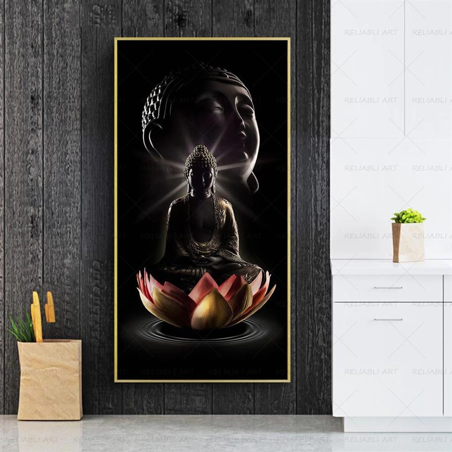 Moderne Buddha-Wandkunst, Zen-Bild, Poster und Drucke, Leinwand, Bodhisattva auf Lotus, Gemälde für Wohnzimmer, Zuhause, Cuadros, Dekor2157