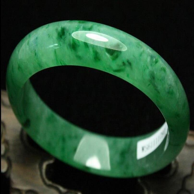 59mm zertifiziert Emerald Icy Green Jadeit Jade Armreif Armband Handgefertigte G04170A