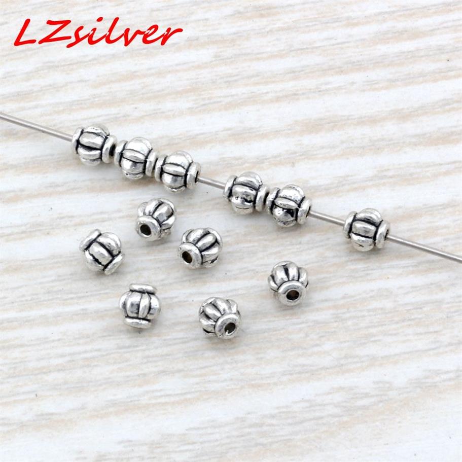 500 Stücke Antik Silber Legierung Laterne Spacer Perle 4mm Für Schmuck Machen Armband Halskette DIY Zubehör D2277R