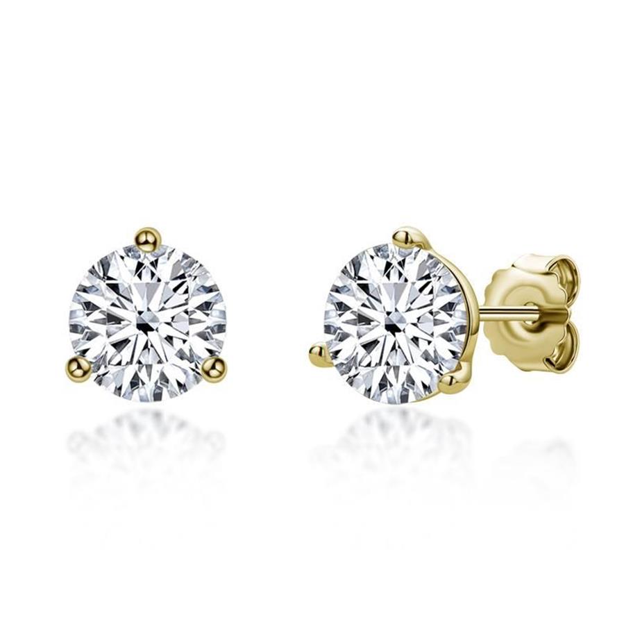 Stud 2 Carat D Color Moissanite Diamond Earrings Yellow Gold 925 Sterling Silver For Women Girls FashionStud Effi22302k