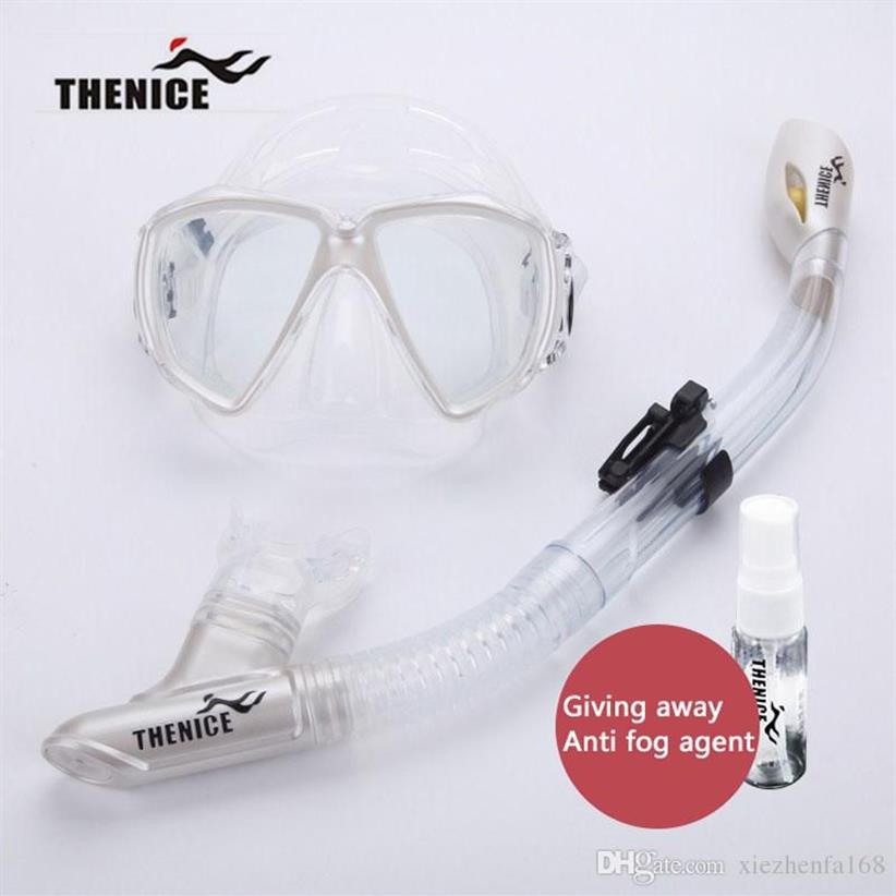 THENICE nouveau masque de plongée sec lunettes de plongée Tube respiratoire avec Agent Anti-buée à semi-conducteurs équipement de natation en Silicone 268S