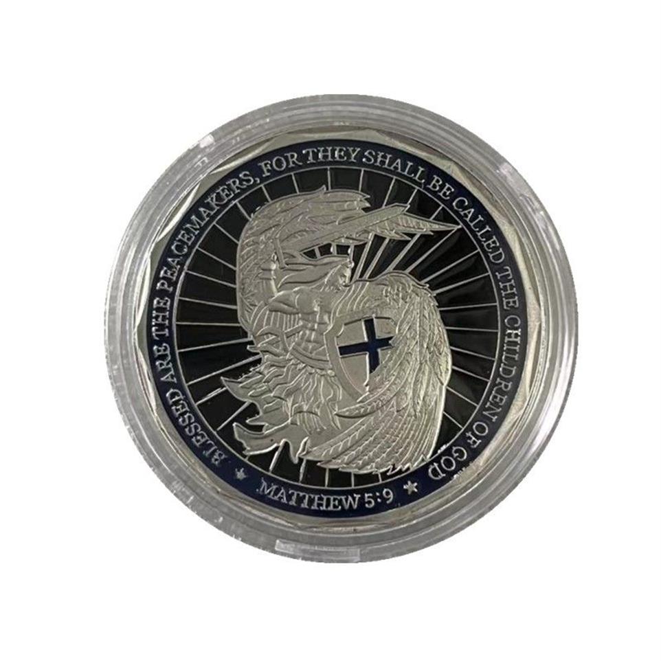 5 pz / lotto Saint NICHAEL Forze dell'ordine Sfida Moneta regalo Dio benedica la polizia Preghiera Moneta commemorativa placcata argento cx247h