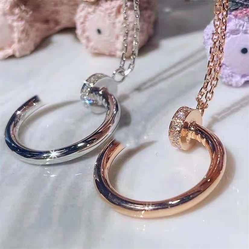Collier avec pendentif en diamant, or et argent, nouveau style, pour hommes et femmes, design de créateur de mode, bijoux à ongles en acier inoxydable 340n