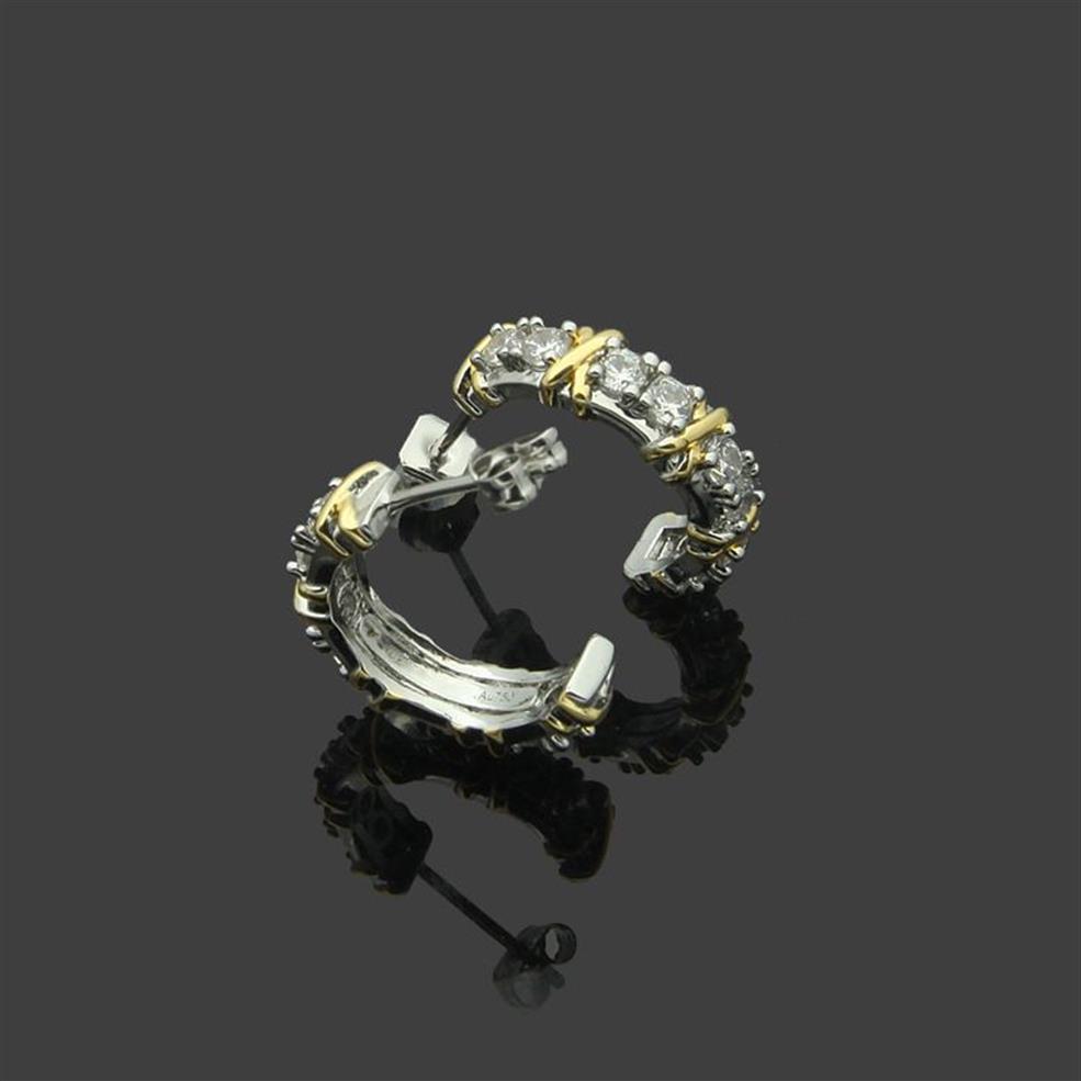 Womens Cross Drilling Earrings Studs Designer Jewelry C-formade borrstänger med en rad som bröllop julklapp255w